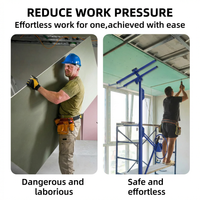 Garvee 16FT Heavy Duty Drywall Lift - 150LBS Sheetrock Panel Hoist - 360° Adjustable Telescopic Arm - 3 Lockable Wheels - Collapsible Jack for Ceiling & Wall Installation - Blue