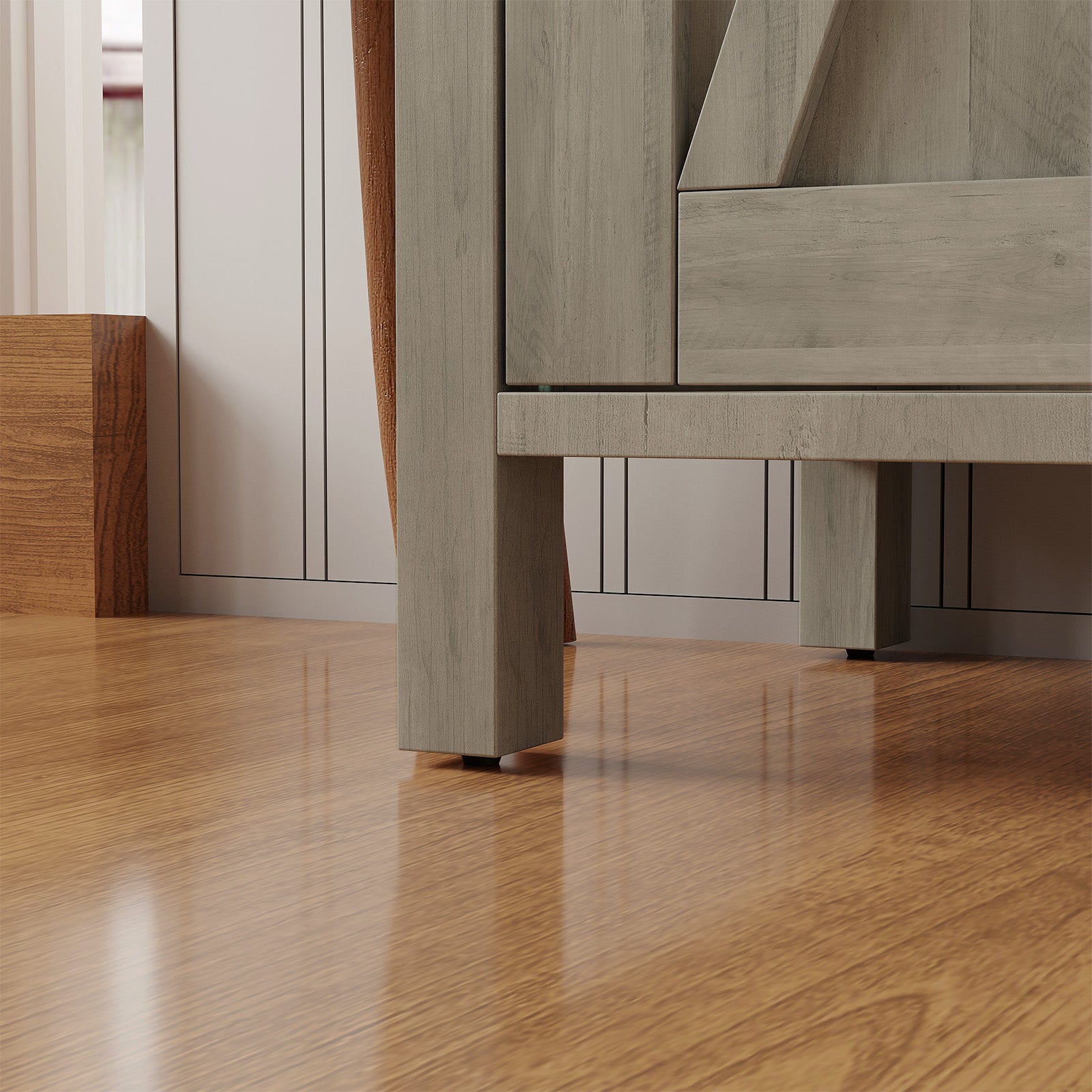 Garvee Farmhouse Buffet Cabinet with Doors and Shelves, MDF Wood, Adjustable Shelf, Metal Handles, for Living Room, Dining Room, Hallway, Grey