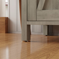 Garvee Farmhouse Buffet Cabinet with Doors and Shelves, MDF Wood, Adjustable Shelf, Metal Handles, for Living Room, Dining Room, Hallway, Grey