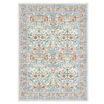 Garvee Vintage Floral Area Rug 10x13 - Machine Washable, Non-Slip, Stain Resistant, Soft Low Pile, Durable Edges - Beige - Living Room, Bedroom