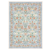 Garvee Floral 5x7 Area Rug Vintage Boho Washable Non-Slip Faux Wool Stain-Resistant Low Pile Beige Living Room Bedroom