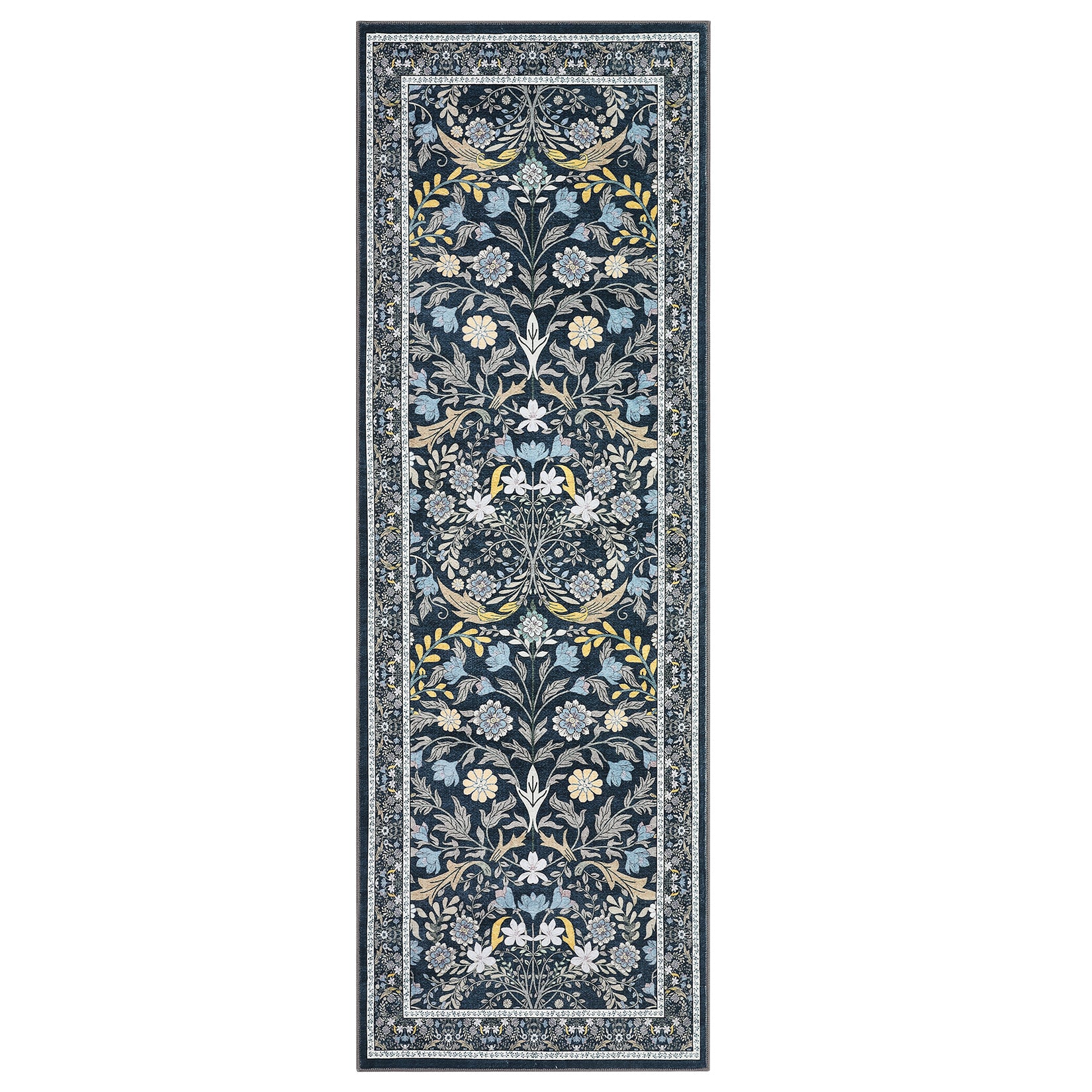 Garvee Floral Washable Runners 2x6 Non-Slip Soft Low-Pile Carpet Boho Flower Pattern Indoor Kitchen Hallway Bath