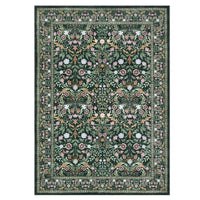 Garvee Floral 9x12 Area Rug Vintage Boho Plush Soft Faux Wool Non-Slip Stain Resistant Dark Green Living Room Bedroom