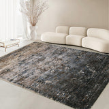 Garvee 8x10 Area Rugs for Living Room, Machine Washable Non-Slip Ombre Vintage Distressed Accent Rug, Ultra-Thin Soft Large Area Rug for Bedroom Dining Room, Brown Multi - Brown Multi