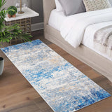 Garvee Modern Abstract Runner Rug 2x6 Washable Non Slip Soft Foldable Runner for Entryway Kitchen Laundry Doorway Bedroom Grey Blue - Blue/Gray