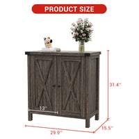 Garvee Storage Buffet Cabinet, Farmhouse Kitchen Sideboard with Adjustable Shelves, MDF Wood Console Cabinet for Entryway, Rustic Oak