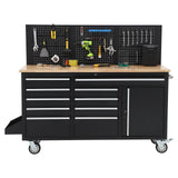 Garvee  61 x 19 Inch Tool Chest Workbench, 61-inch Rolling Tool Chest with Wheels, 10 Drawers, Multifunctional Tool Cart Mechanic Tool Storage Cabinet for Garage, Assembled Large Tool Box Storage Cabinet, Black (Copy)