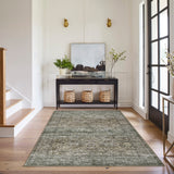 Garvee Vintage Floral Rug,Non-Slip Backing Washable Rugs,Low Pile Distressed Indoor Carpet for Living Room Bedroom Home Office - Moss Green