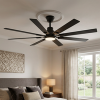 Garvee Modern 72" Ceiling Fan in Ultra-Quiet 6-Speed Reversible with Dimmable 3-Color LED Light, Remote & App Control and 8 Plywood Blades for Living Rooms, Bedrooms and Garages, Black