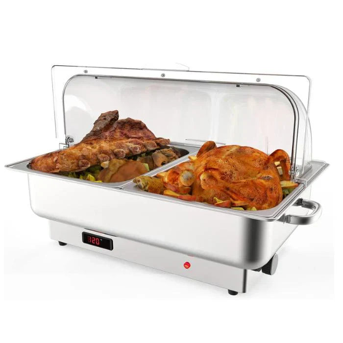 Garvee 9.5QT(2×1/2Pan)Electric Chafing Dish with Temperature Control, Stainless Steel Buffet Servers and Warmers, Electric Chafing Dish Set with Temperature Control for Catering