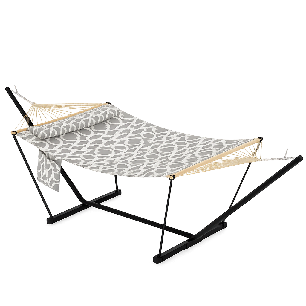 Garvee 2-Person Double Hammock with Adjustable Steel Stand, Light Gray Portable Patio Hammock for Garden, Beach & Backyard