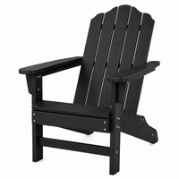 Garvee 1 piece HDPE Adirondack Patio Chairs, Wood Grain Texture, Ergonomic Contoured Backrest, Ideal for Garden, Deck, Poolside - Black