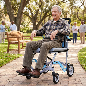 Garvee Ultra Lightweight Transfer Chair, 19 lbs Folding Aluminum Wheelchair with 280° Flip-Up Armrests, Locking Handbrake, 220 lb Capacity, 16.5" Seat, Swinging Footrests, Portable Travel Wheelchair for Elderly & Caregivers