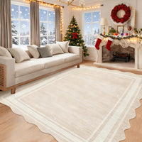Garvee Modern Cream White 5x7 Washable Rug Low Pile Non-Slip Polyester Soft Durable Foldable for Living Room Bedroom Dining