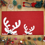 Garvee Christmas Doormat, 17" x 29" Winter Seasonal Door Mat for Outdoor Non Slip Rubber Backing Bath Mat Xmas Floor Mats Indoor Washable-Red-Deer Horns