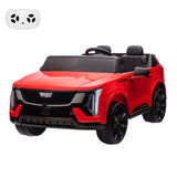 Garvee 2 Seater Ride On Car Kids 24V Electric Cadillac Battery Powered 2.4G Remote Control Full-Wheel Suspension LED Lights Music Red Outdoor Fun - Red