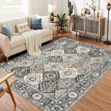 Garvee Area Rug, Rugs for Living Room，Washable Vintage Rug, Non-Slip Low Pile Throw Soft Rugs with Rubber Backing, Washable Rugs, Kitchen Rugs,Vintage Rugs,Washable Rug, Carpet for Dining Room Living Room. - Gray Brown