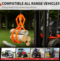 Garvee 28" Log Tongs, 4 Claw Log Grabber Heavy Duty 2200 Lb Capacity, Eagle Claw Design Skidding Tongs Logging Tools for Tractors, Trucks, ATVs, Forklifts