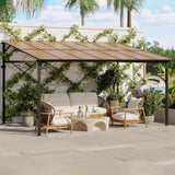 Garvee 10'x20' Wall Mounted Gazebo Lean-to Pergola with Full Metal Roof & Aluminum Frame, Drainage System, Weatherproof Design for Patio Deck Backyard