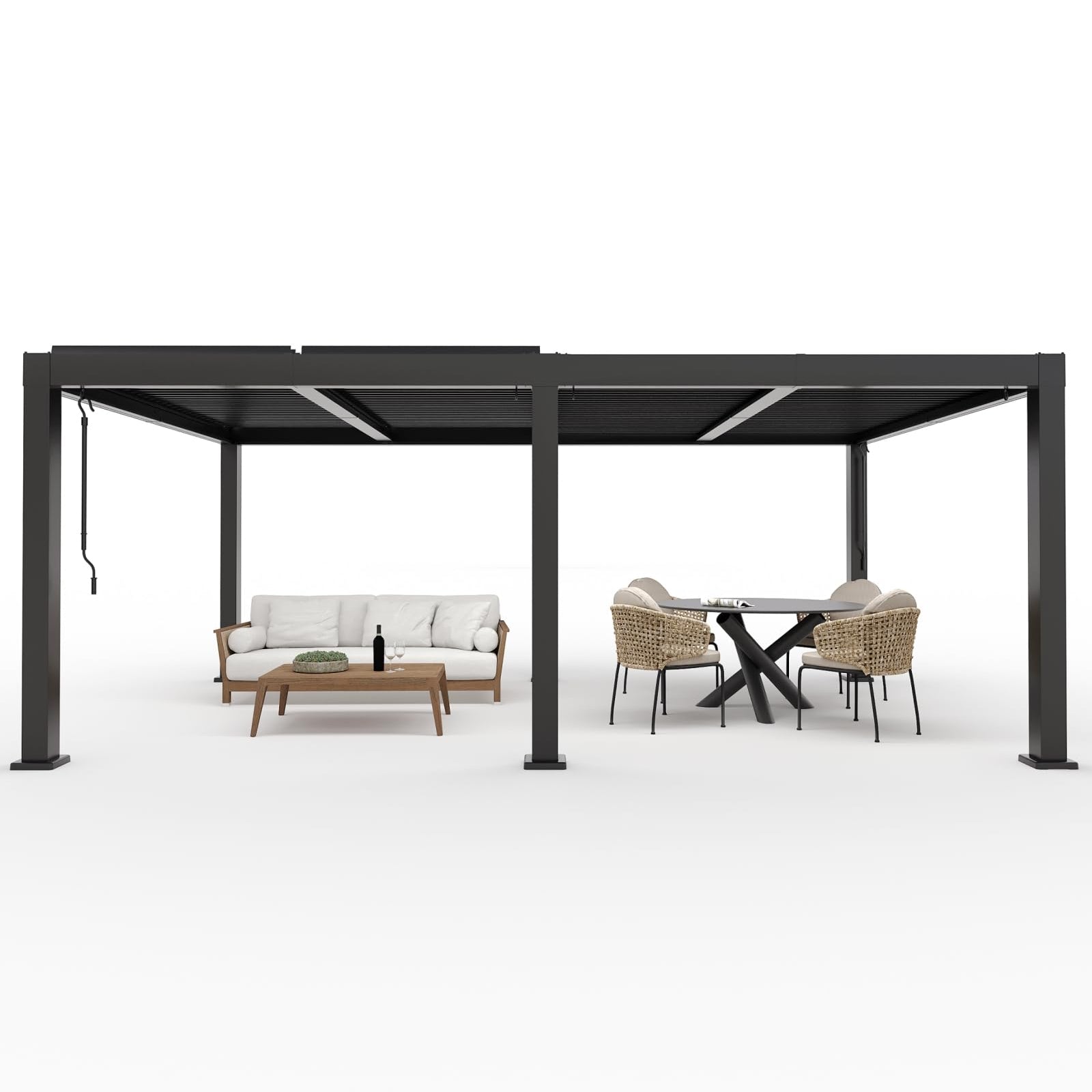 Garvee All-Aluminum Louvered Pergola 10' x 12', Outdoor Pergola with Adjustable Louvered Roof, Reinforced Aluminum Frame, Integrated Drainage System, Hardtop Gazebo for Patio, Deck, Gray