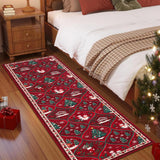Garvee Christmas Runner Rug 2x6 Red - Non Slip, Washable - Polyester, Low Pile, Stain Resistant - Indoor Hallway, Kitchen, Bedroom - Red