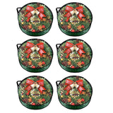 Garvee 6 Pack Christmas Wreath Storage Bags Clear Window Heavy-Duty PE PVC Handles Zippers Green Red Holiday Decor Organizer - Green