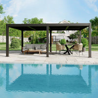 Garvee All-Aluminum Louvered Pergola 10' x 12', Outdoor Pergola with Adjustable Louvered Roof, Reinforced Aluminum Frame, Integrated Drainage System, Hardtop Gazebo for Patio, Deck, Gray