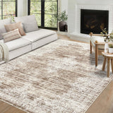Garvee Washable Vintage Area Rug 9x12 Low Pile Non Slip Pearl Velvet Soft Stain Resistant Light Brown Living Room Bedroom Dining Room - Light Brown