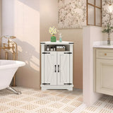 Garvee Farmhouse Corner Bathroom Cabinet with Barn Doors and Adjustable Shelf, White - White