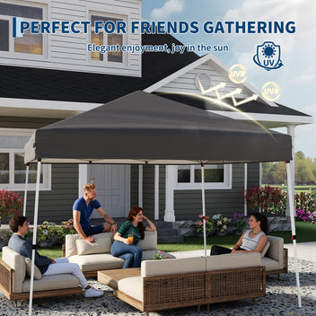 Garvee 10x10 FT Slant Leg Pop Up Canopy Tent with 8x8 FT Top, Portable Outdoor Gazebo Sun Shelter for Patio, Garden, Beach & Pool, Easy Setup Canopy with Carry Bag, Weather-Resistant, Gray