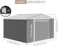 Garvee Large 12x10 FT Metal Outdoor Storage Outdoor Storage – Waterproof Steel Garden Outdoor Storage with Upgraded Frame – Double Lockable Doors, Weatherproof Storage for Patio, Backyard, Lawn & Tools – Color: System Default