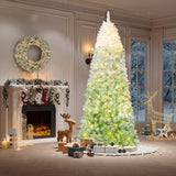 Garvee 7.5ft Christmas Tree, Green Gradient Pencil Prelit Christmas Tree with 300 Dual Color LED Lights & 820 Branch Tips, Snow Flocked Xmas  Tree Decoration for Home & Office - Green Gradient