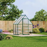 Garvee 6X4 FT Heavy Duty Aluminum Frame Polycarbonate Walk-In Greenhouse – Lockable Door – Adjustable Roof Vent – Easy Assembly for Outdoor Garden Backyard Patio – Green
