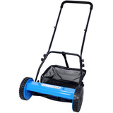 Garvee Precision Cutting Manual Reel Lawn Mower, 14-Inch, 5-Blade - Adjustable Height, Removable Grass Collector, Dual Wheel, Ideal for Small Lawns, Walk-Behind Grass Trimmer - Blue