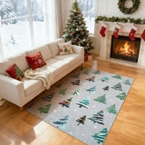 Garvee Grey 4x6 Christmas Rug for Living Room, Washable, Non-Slip, Soft Low Pile, Durable, Foldable Storage, Indoor Entryway Bedroom Dining - Christmas Trees|Gray