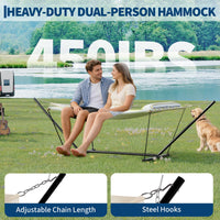 Garvee 2-Person Double Hammock with Stand, 450 LBS Capacity, Portable Steel Frame, Quilted Pad, Pillow & Carry Bag for Patio, Backyard, Camping & Beach