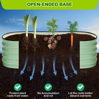 Garvee Oval Raised Garden Bed 4.5x2x1.5ft Galvanized Steel Double-Layer Corrosion Resistant Tool-Free Assembly with Rubber Edge for Outdoor Garden