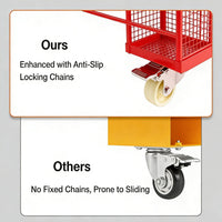 Garvee 36" × 36" Forklift Safety Cage, 1200 lb Steel Man Basket with Locking Casters, Guardrails & Drain Hole, Red
