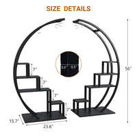 Garvee 5-Tier Curved Metal Plant Stand with 6 Hooks, Elegant Black Balcony & Indoor Flower Pot Display Rack for Plants & Garden Decor