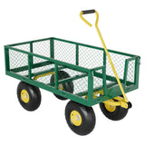 Garvee Garden Wagon 500 Lbs Load Capacity Heavy-Duty Steel 10-Inch All-Terrain Tires Removable Mesh Panels 180° Rotating Handle Outdoor Use - Green + Yellow