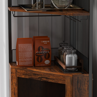 Garvee Corner Wine Bar Rack Cabinet with Detachable Wine Rack, Bar Cabinet with Glass Holder and Mesh Door, Liquor Coffe Bar Cabinet with Adjustable Shelves, Rustic Brown