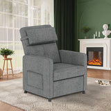 Garvee Recliner Chair for Adults, Adjustable Electric Recliner Power Reclining, Cotton Linen Fabric, USB Port, Side Pockets, Home Theater Seating, Gray - Gray