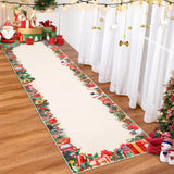 Garvee Christmas Runner Rug Non-Slip Washable Low Pile Soft Floor Mat Red Festive Print 2x8 Entryway Kitchen Bedroom Holiday Decor - Gifts Red