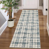Garvee Washable Runner Rugs 2x6 Rug Runner Modern Non Slip Kitchen Rugs Indoor Entryway Rug Farmhouse Soft Bath Mat Stain Resistant Carpet for Bedroom Hallway Laundry 2'x6' Blue&Beige - Blue & Beige