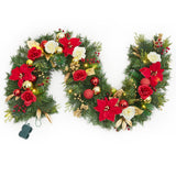 Garvee 6ft Christmas Garland with Lights, Pre-Lit Artificial Pine Garland with Berries & Balls, Battery Operated Christmas Decor for Fireplace, Stairs, Window, Office, Home, Apartment