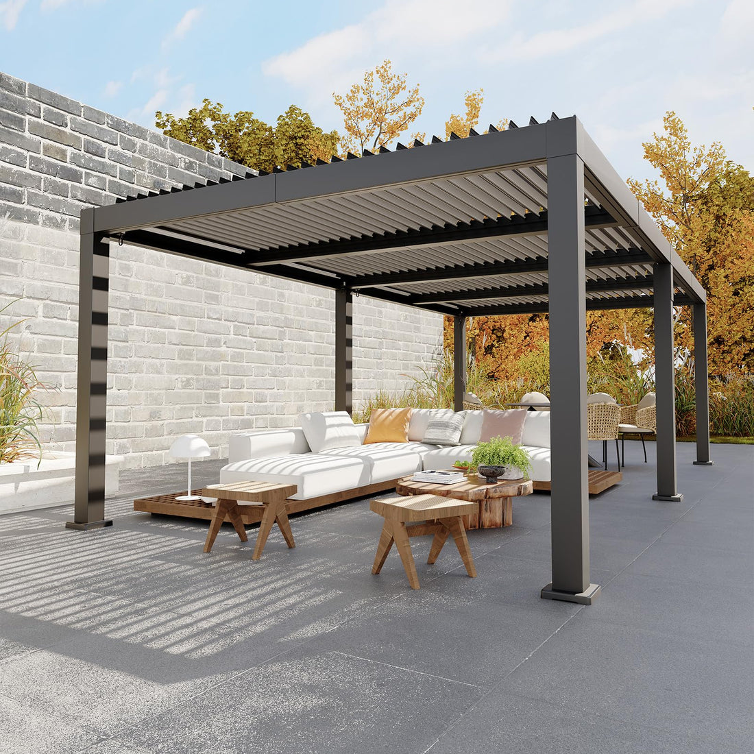 Garvee All-Aluminum Louvered Pergola 12' x 24', Outdoor Pergola with Adjustable Louvered Roof, Reinforced Aluminum Frame, Integrated Drainage System, Hardtop Gazebo for Patio, Deck, Gray