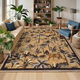 Garvee Brown Tiger 5x7 Area Rug Washable Non-Slip Low Pile Polyester Stain-Resistant Foldable for Living Room Bedroom Office - Brown