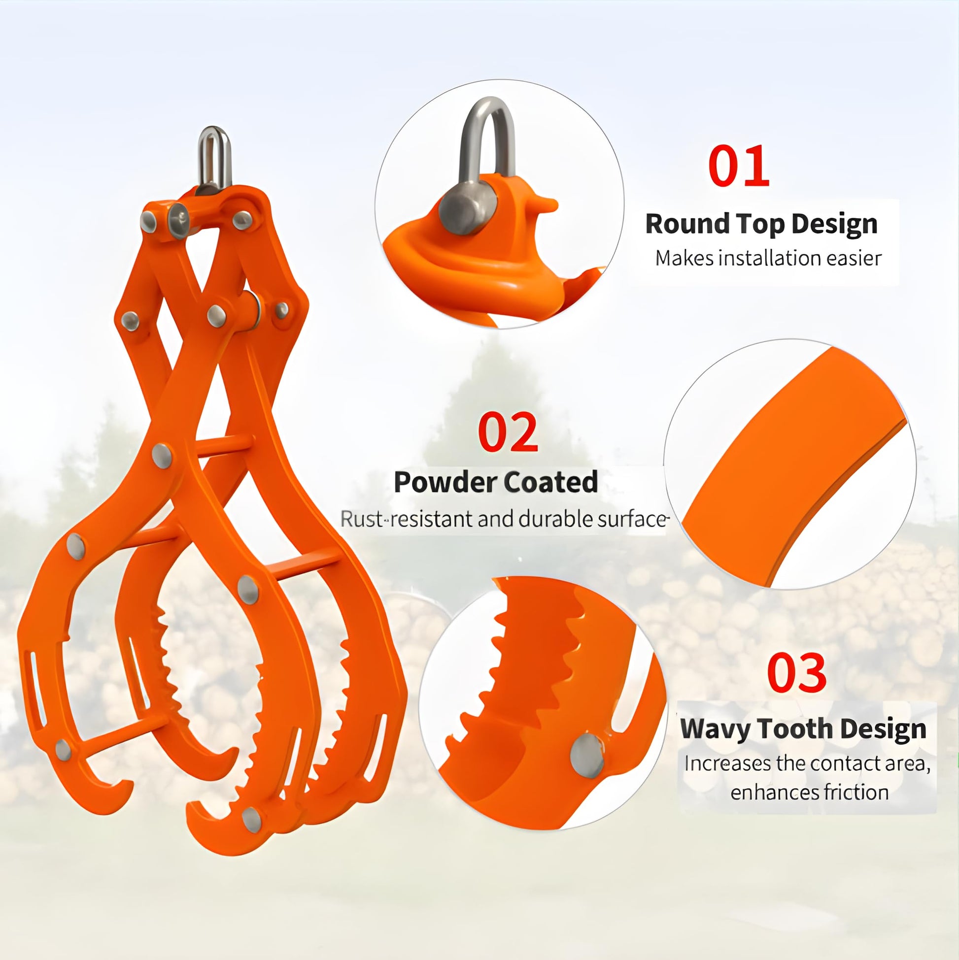 Garvee 28" Log Tongs, 4 Claw Log Grabber Heavy Duty 2200 Lb Capacity, Eagle Claw Design Skidding Tongs Logging Tools for Tractors, Trucks, ATVs, Forklifts