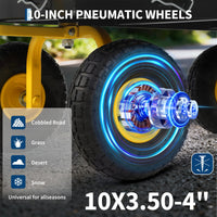 Garvee 900 lbs Heavy Duty Steel Garden Wagon Cart – 2-in-1 Utility Yard Cart, Removable Mesh Sides, 10" All-Terrain Tires, 180° Rotating Handle – For Gardening, Lawn, Outdoor Transport – Black Body, Yellow Hubs