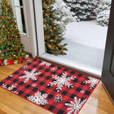 Garvee Indoor Christmas Plaid Floor Mat Soft Polyester Washable Non-Slip Thin Foldable 20inx32in Living Room Bedroom Rug - Red